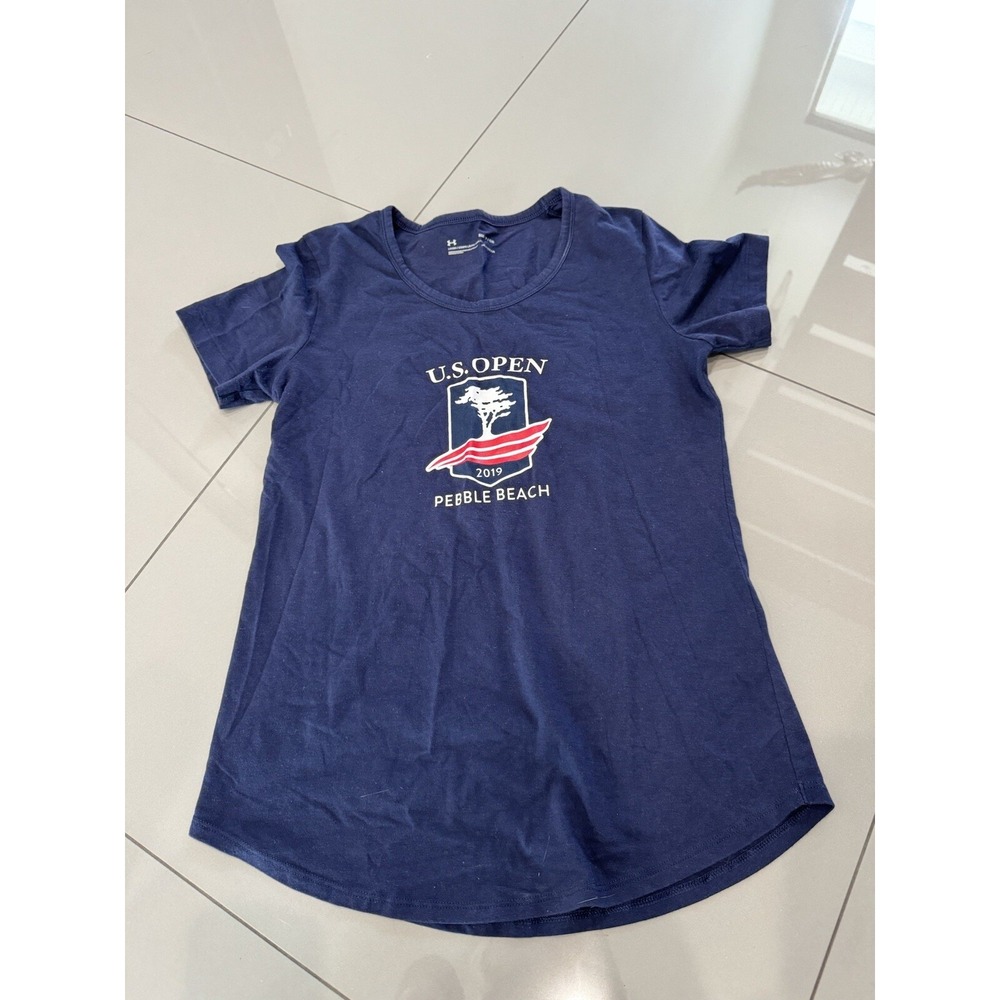 US Open Pebble Beach Under Armour 2010 Women's Small Blue  Short Sleeved Shirt